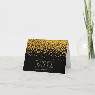 Gold und Schwarzesbezaubernde Confetti-Punkte Dankeskarte