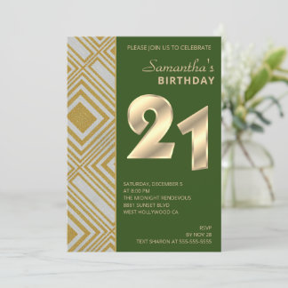 Gold und Silber Art Deco Einladung zum Geburtstag