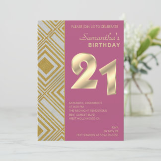 Gold und Silber Art Deco Einladung zum Geburtstag