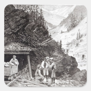 Gold-und Silber-Bergbau Quadratischer Aufkleber
