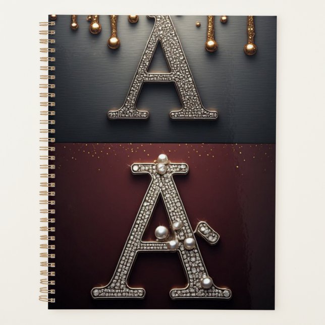 Gold- und Silber-Buchstabe A-Monogramm Planer (Vorderseite)