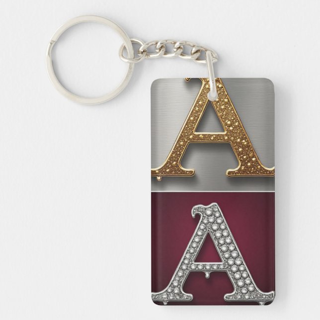 Gold- und Silber-Buchstabe A-Monogramm Schlüsselanhänger (Vorderseite)