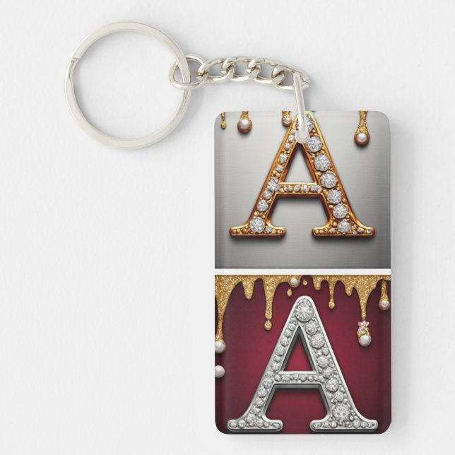 Gold- und Silber-Buchstabe A-Monogramm Schlüsselanhänger (Vorderseite)