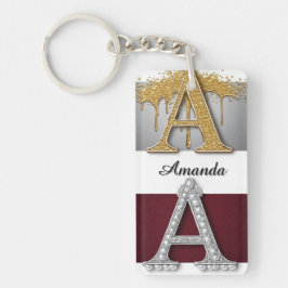 Gold- und Silber-Buchstabe A-Monogramm Schlüsselanhänger