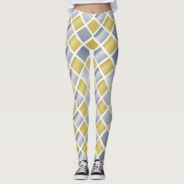 Gold und Silber (Diamond Checkered) Leggings (Vorderseite)
