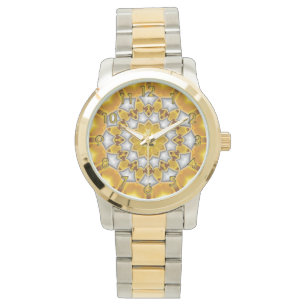 Gold und Silber Fraktal Kaleidoskop Watch Armbanduhr