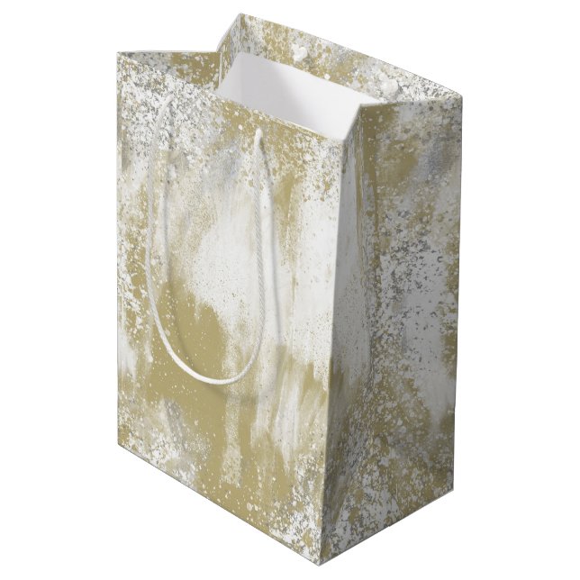 Gold und Silber geteilt  Mittlere Geschenktüte (Rückseite Schrägansicht)