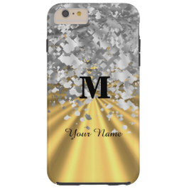 Gold- und Silber-Glitter mit Monogramm Tough iPhone 6 Plus Hülle