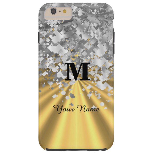 Gold- und Silber-Glitter mit Monogramm Case-Mate iPhone Hülle (Rückseite)