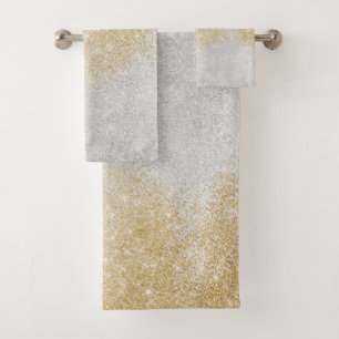 Gold und Silber Glitzer Ombre Luxury Design  Badhandtuch Set