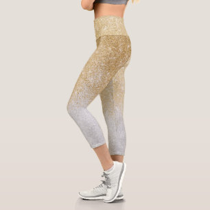 Gold und Silber Glitzer Ombre Luxury Design Capri Leggings