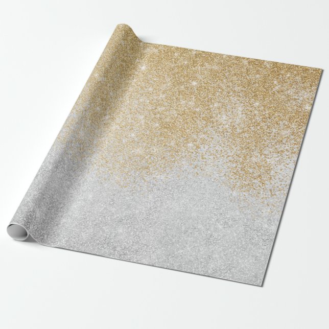 Gold und Silber Glitzer Ombre Luxury Design Geschenkpapier (Ungerollt)