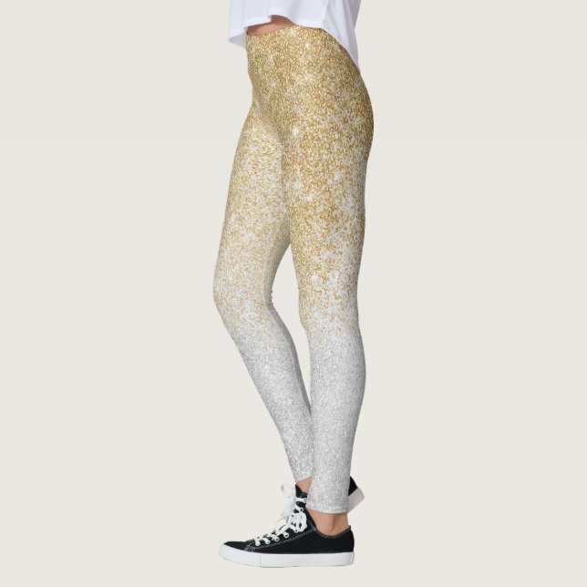 Gold und Silber Glitzer Ombre Luxury Design Leggings (Links)