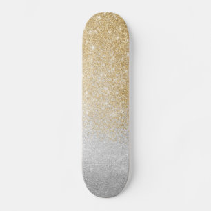 Gold und Silber Glitzer Ombre Luxury Design Skateboard