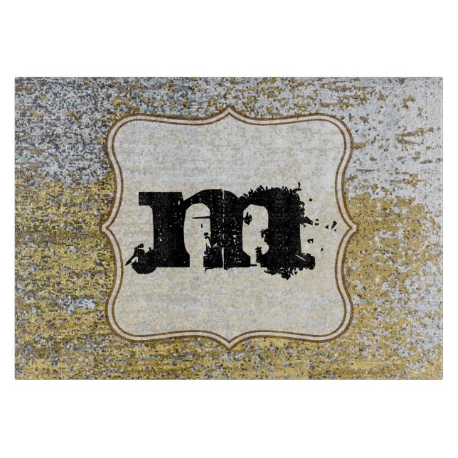Gold und Silber Grunge Glas Cutting Board Schneidebrett (Vorderseite)