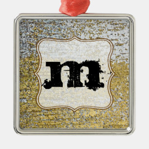 Gold und Silber Grunge Monogram Erstbezaubernd Silbernes Ornament