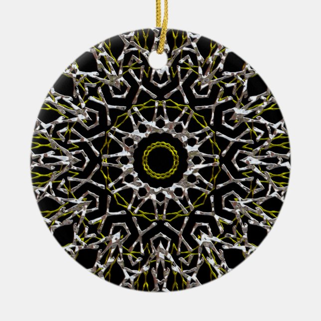 Gold und Silber Mandala Keramik Ornament (Vorne)