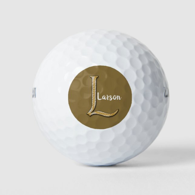 Gold und Silber Monogram L Elegant Letter Initial Golfball (Vorderseite)