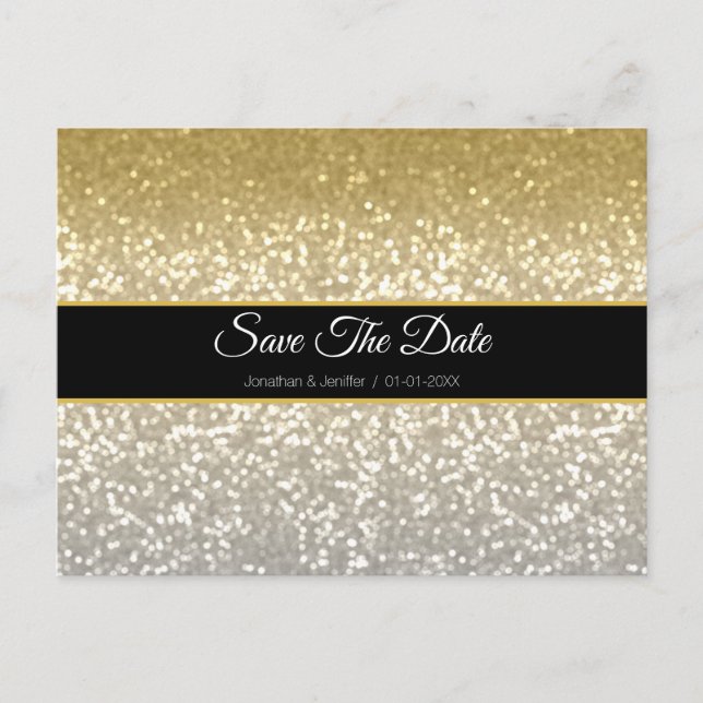 Gold und Silber Save the Date Ankündigungspostkarte (Vorderseite)