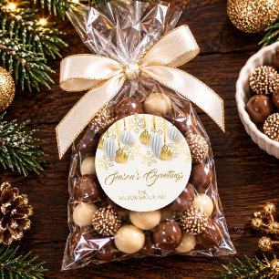Gold- und Silber-Weihnachtsschmuck  Runder Aufkleber