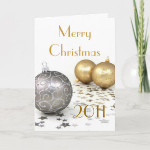 Gold und Silber Weihnachtsschmuck und Sterne Feiertagskarte