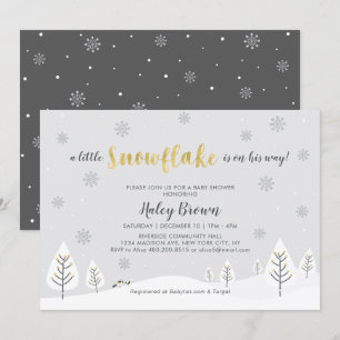 Gold- und Silber-Winter-Wunderland-Jungen-Baby-Par Einladung