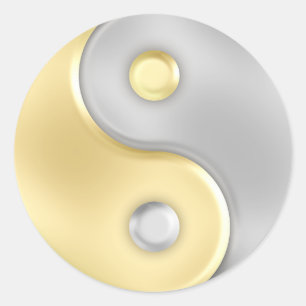 Gold und Silber Yin und Yang Runder Aufkleber