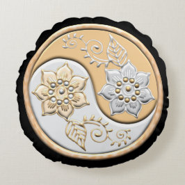 Gold- und Silber-Yin-Yang Rundes Kissen