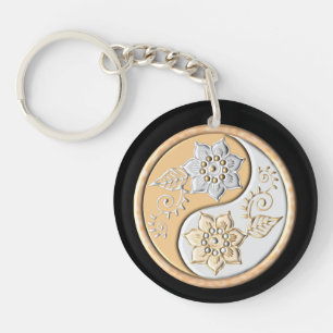 Gold- und Silber-Yin-Yang Schlüsselanhänger