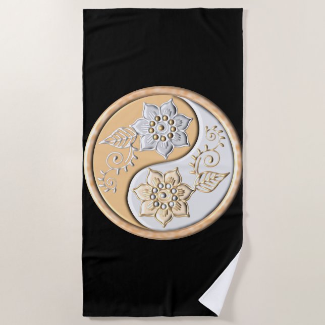 Gold- und Silber-Yin-Yang Strandtuch (Vorderseite)