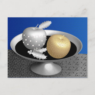 Gold- und Silberäpfel auf einem silbernen Sockel Postkarte