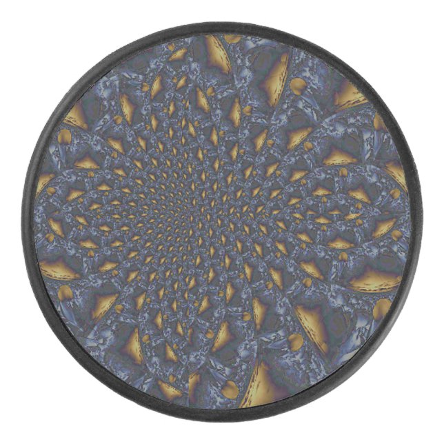 Gold und Silberblauer geschmolzene Metalle Eishockey Puck (Vorderseite)