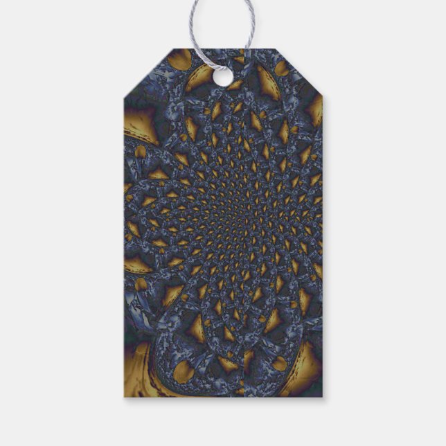 Gold und Silberblauer geschmolzene Metalle Geschenkanhänger (Vorderseite)