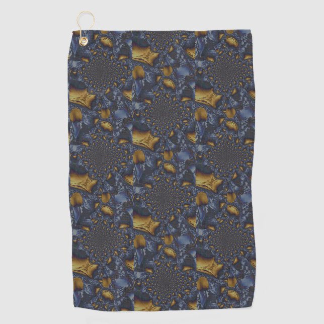 Gold und Silberblauer geschmolzene Metalle Golfhandtuch (Vorderseite)