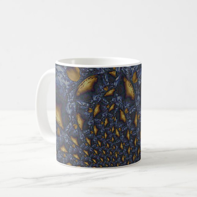 Gold und Silberblauer geschmolzene Metalle Kaffeetasse (Vorderseite Links)