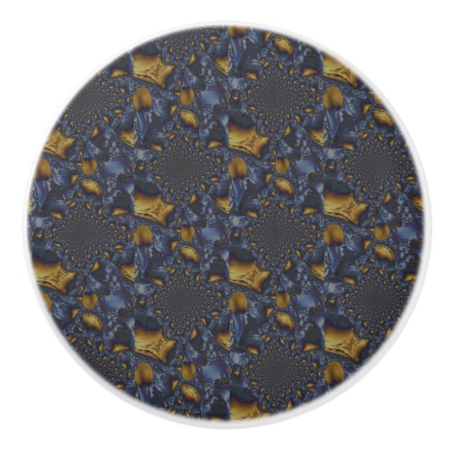 Gold und Silberblauer geschmolzene Metalle Keramikknauf (Vorderseite)