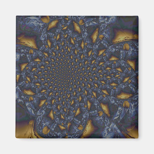 Gold und Silberblauer geschmolzene Metalle Magnet (Vorne)