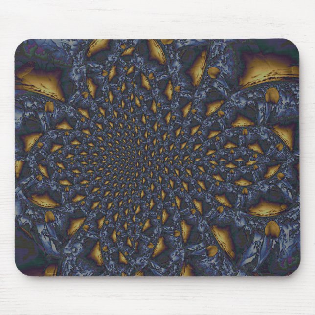 Gold und Silberblauer geschmolzene Metalle Mousepad (Vorne)