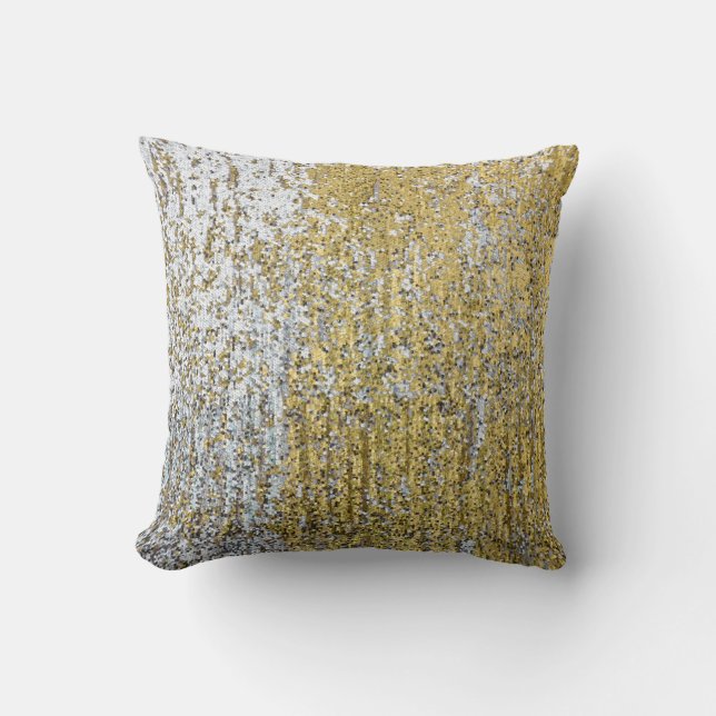 Gold-und Silbergrunge-Glitzerthrow-Couch-Kissen Kissen (Vorderseite)