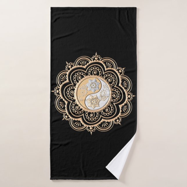Gold- und Silbermandala Badehandtuch (Badehandtuch)