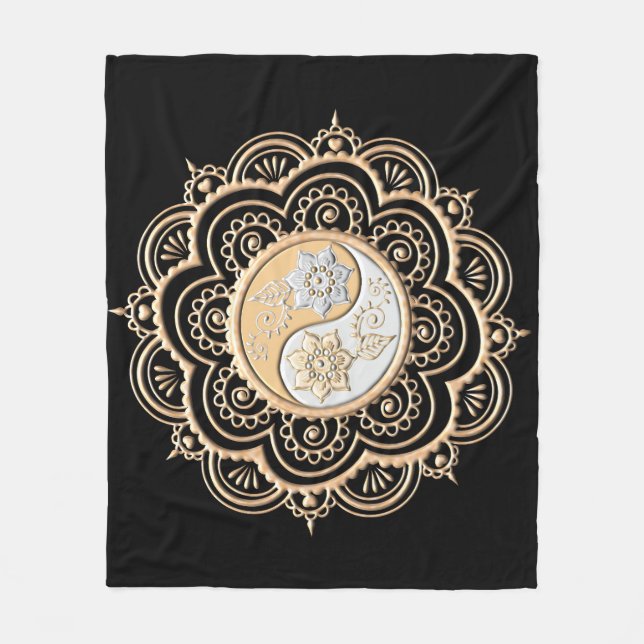 Gold- und Silbermandala Fleecedecke (Vorderseite)
