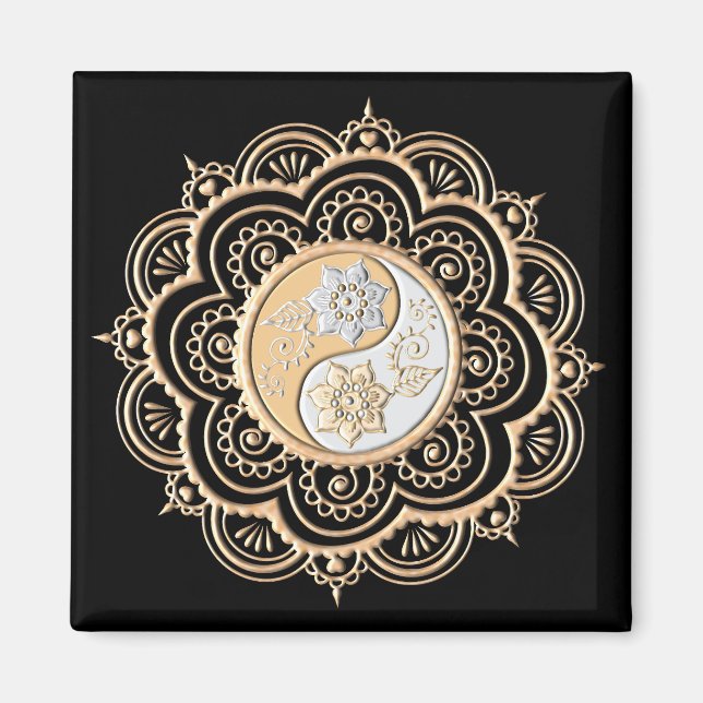 Gold- und Silbermandala Magnet (Vorne)