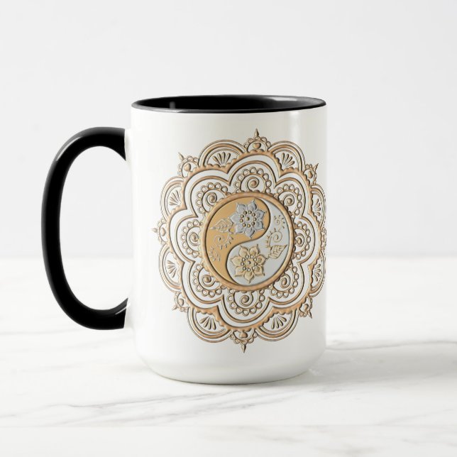 Gold- und Silbermandala Tasse (Links)