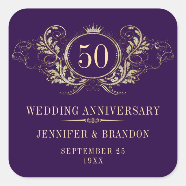 Gold- und Silberrahmen mit einer Krone Quadratischer Aufkleber (Vorderseite)