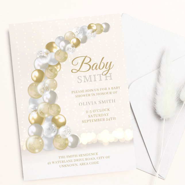 Gold und Silver Balloon Arch Baby Dusche Einladung (Von Creator hochgeladen)
