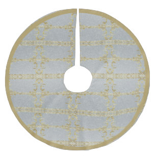 Gold und Silver Polyester Tree Skirt Polyester Weihnachtsbaumdecke