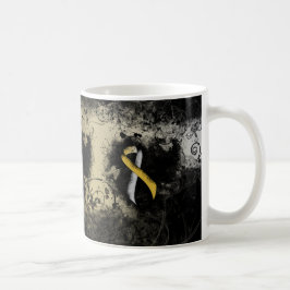 Gold und Silver Ribbon Grunge Herz Kaffeetasse