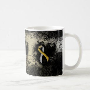 Gold und Silver Ribbon Grunge Herz Kaffeetasse