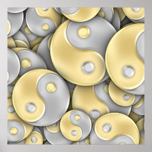 Gold und Silver Yin und Yang Poster