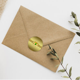 Gold- und Smarald-Jewel-Hochzeit Runder Aufkleber